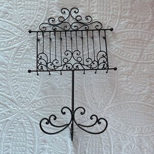 Ornate Metal Jewelry Display Stand - Black